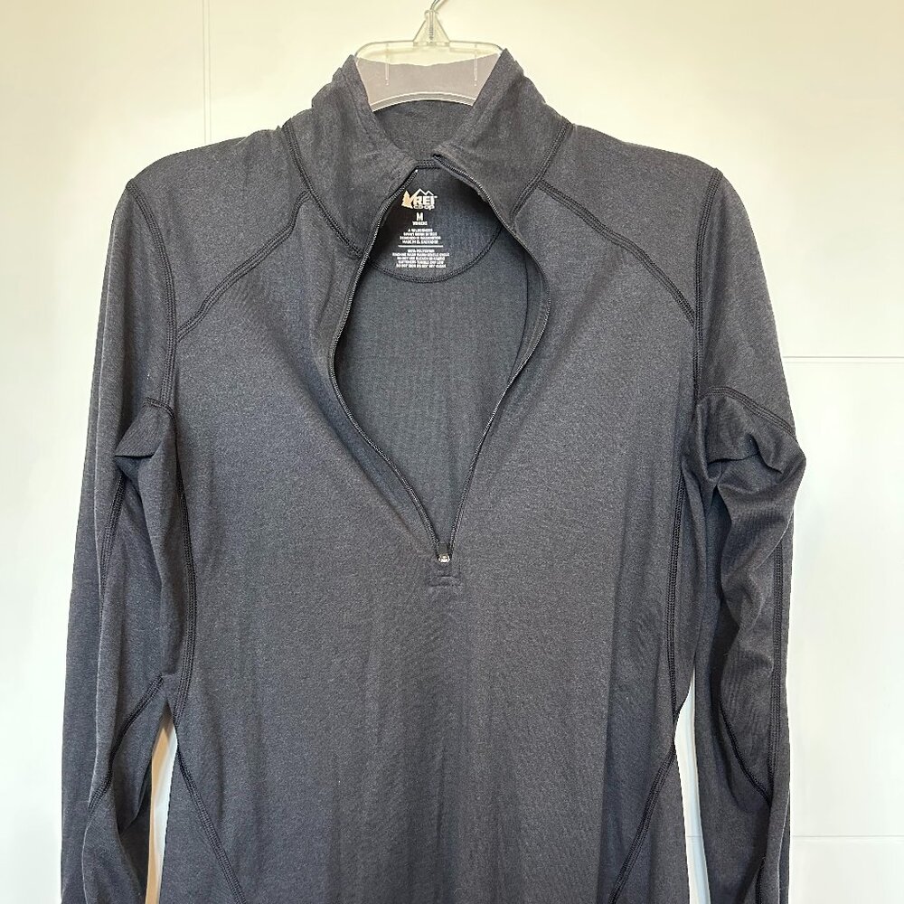 REI Lightweight Base Layer Half-Zip Top Heather Black Women's M